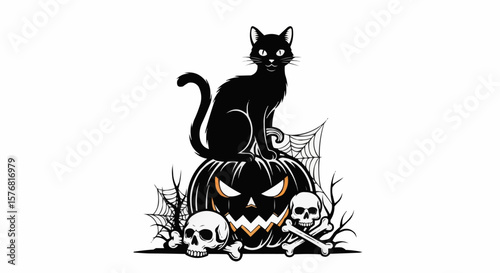 black cat in halloween 