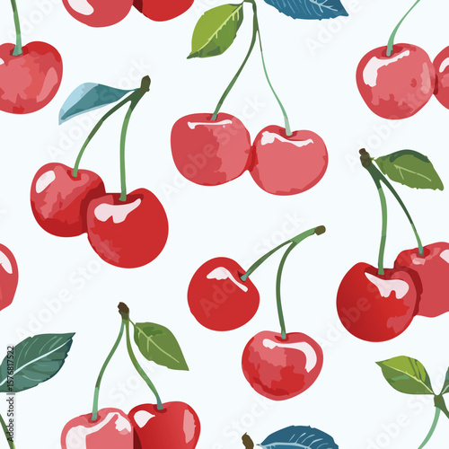 Cherry Pattern Hand Draw Vintage Vector