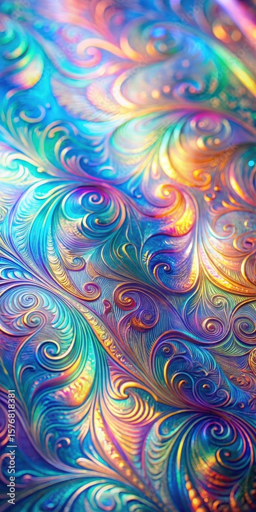 Vibrant hologram paper with swirling colors and intricate patterns Vibrant hologram paper with swirling colors and intricate patterns