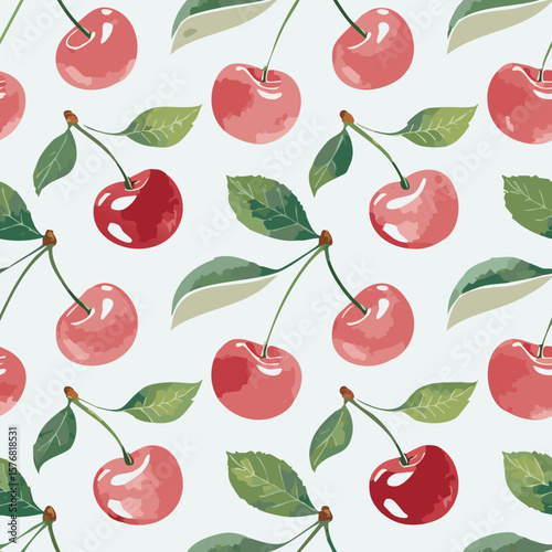 Cherry Pattern Vintage Background Hand draw