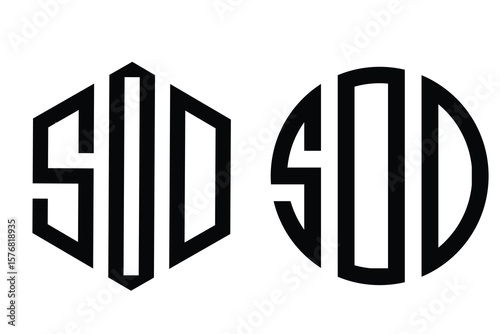 Modern Geometric Letter SOD, SDD Monogram Logo with Angular Outlines and Blue Gradient Accents for Contemporary Branding and Identity Design 