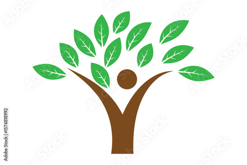 Family tree with green leaf