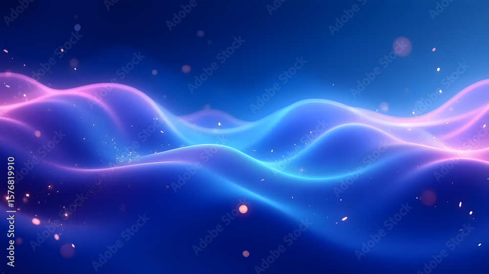 Obraz premium Abstract Neon Waves of Light in Blue and Pink Color Scheme