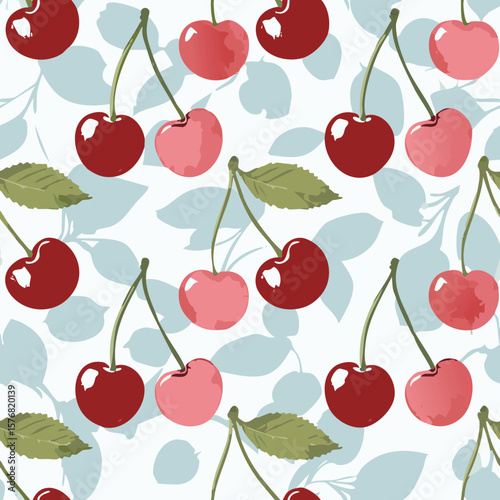 Cherry Pattern Vintage Background Hand draw