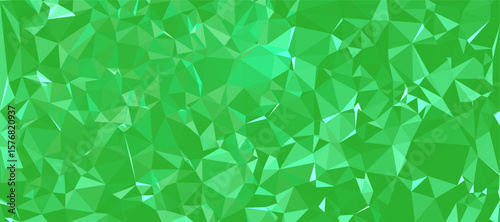 Abstract background Green polygon pattern low poly triangle shape, geometric background with lowpoly background
