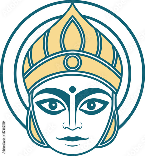 Divine feminine deity crowned head art illustration