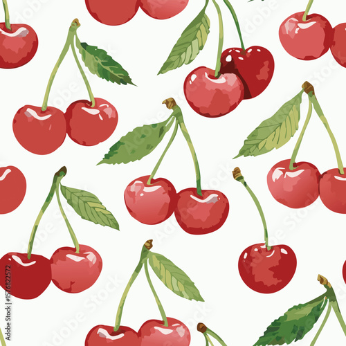 Cherry Pattern Vintage Background Hand draw
