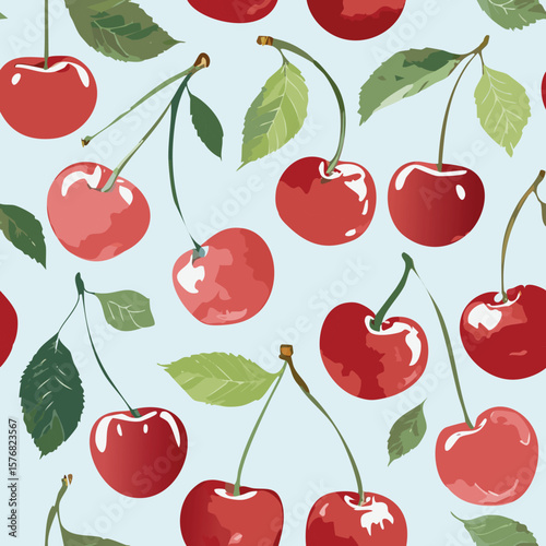 Cherry Pattern Vintage Background Hand draw