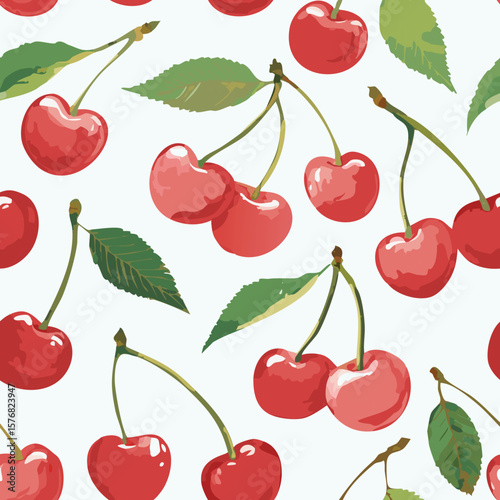 Cherry Pattern Vintage Background Hand draw
