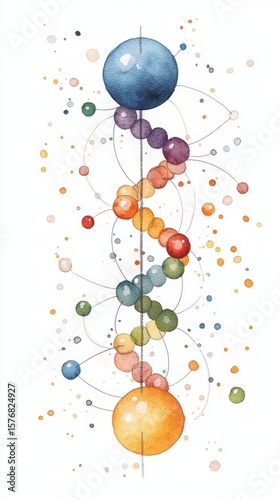 Hand-Drawn Watercolor Illustration of Genetic Chaos Abstract Design