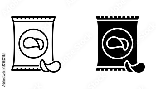 Chips potato icons set, vector illustration on white background. 