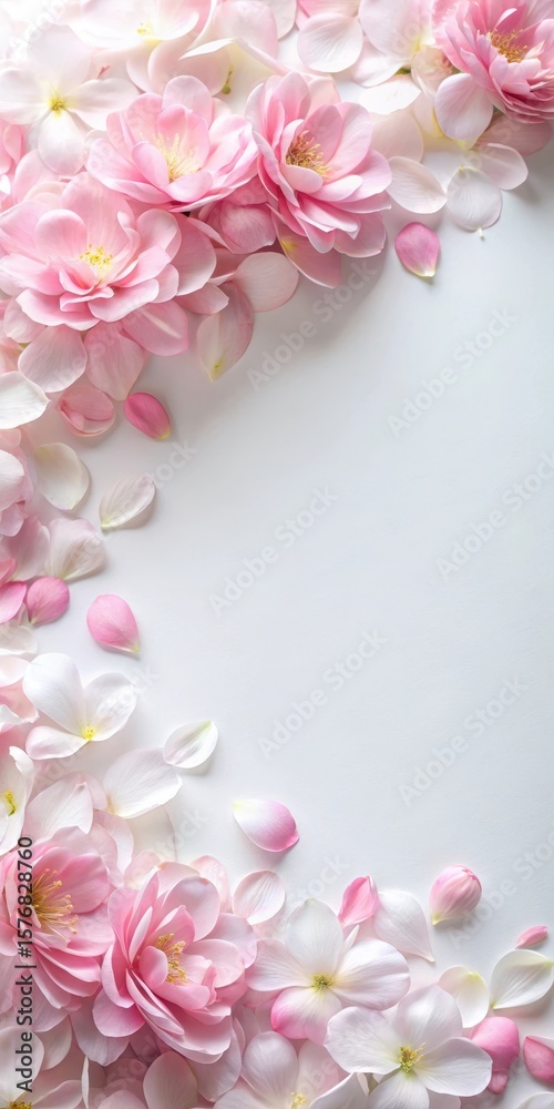 Fototapeta premium Soft pink floral petals on a white background