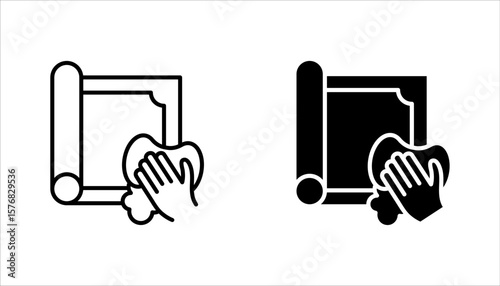 carpet cleaning icon set, Thin linear carpet cleaning, housework, vector illustration on white background