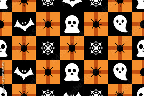 Eerie Ghost Halloween Seamless Vector Design