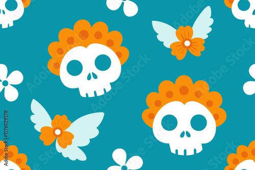Colorful Sugar Skull Dia de los Muertos Design