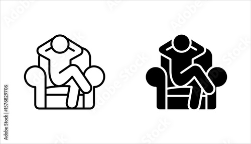 Relax linear icon set. Human taking break from work. vector illustration on white background