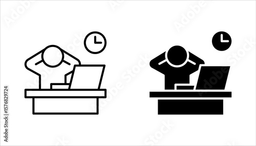 Relax linear icon set. Human taking break from work. vector illustration on white background