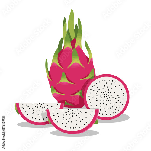 Dragon Fruit Still Life: Vibrant and Exotic Illustration
