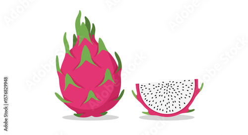 Dragon Fruit Duo: Vibrant Tropical Fruit Illustration