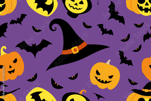 Haunted Halloween Pumpkin Seamless Vector Design