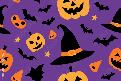 Eerie Pumpkin Halloween Seamless Pattern Vector