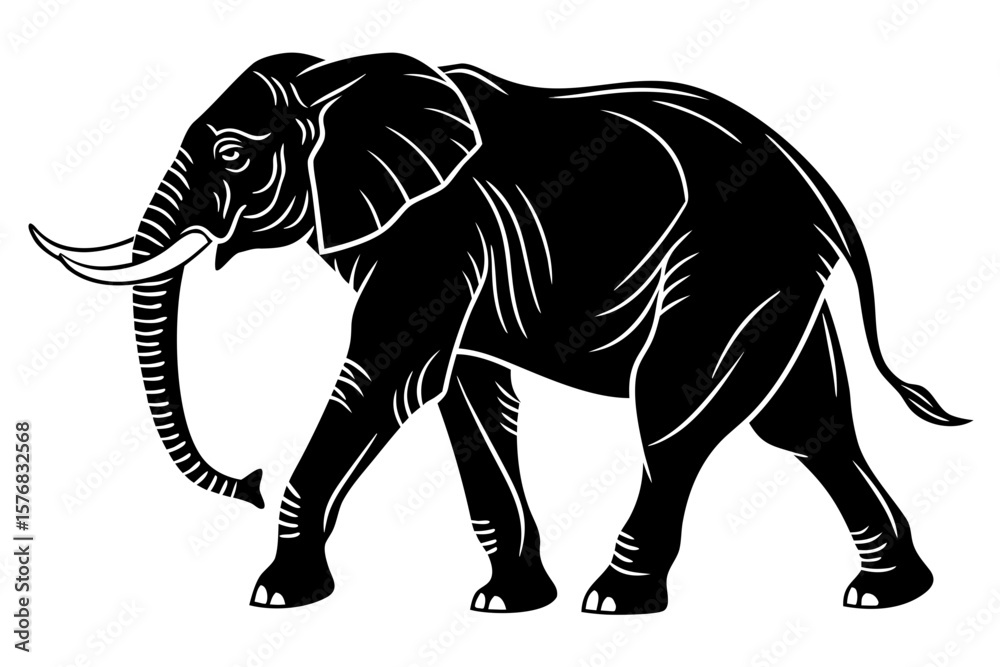 Obraz premium elephant sihouette black vector