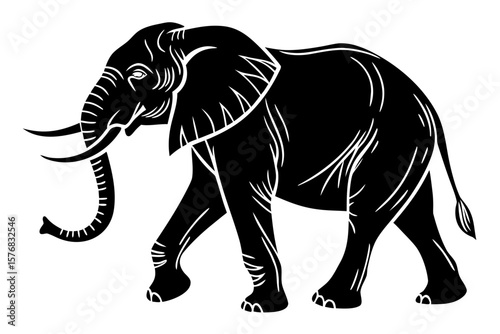 elephant sihouette black vector