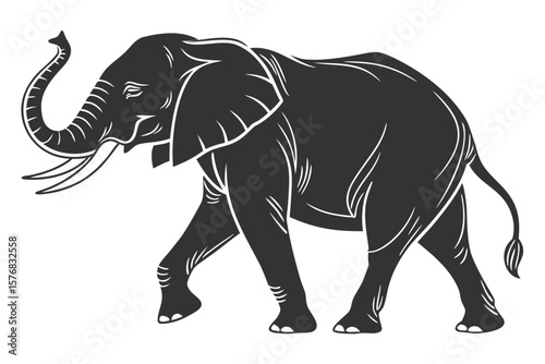 elephant sihouette black vector