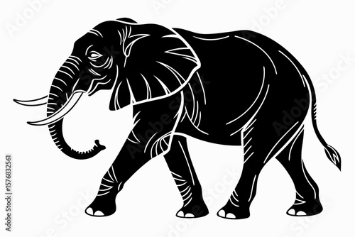 elephant sihouette black vector