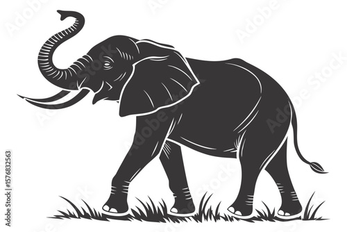 elephant sihouette black vector