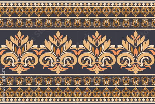 Floral pattern, full-length decoration, no horizontal seams, in similar color tones.