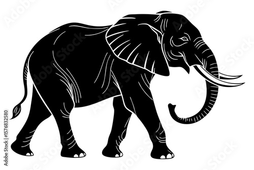 elephant sihouette black vector
