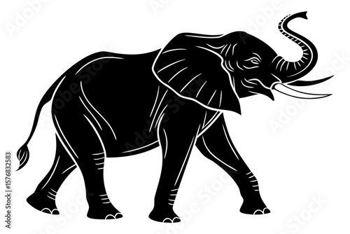 elephant sihouette black vector