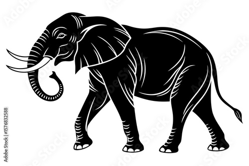 elephant sihouette black vector
