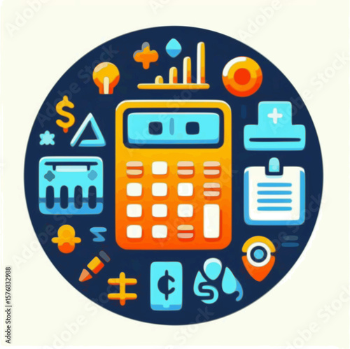 Icon of calculator and math symbols

