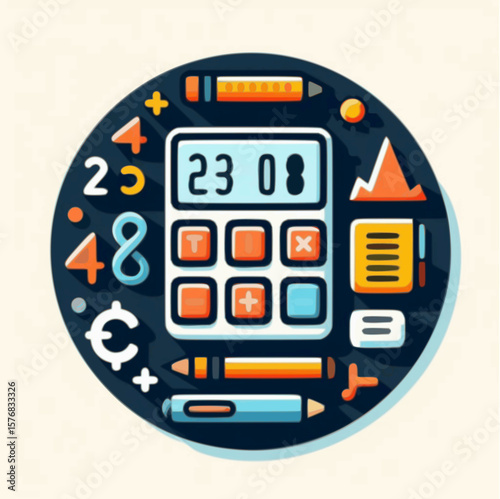 Icon of calculator and math symbols

