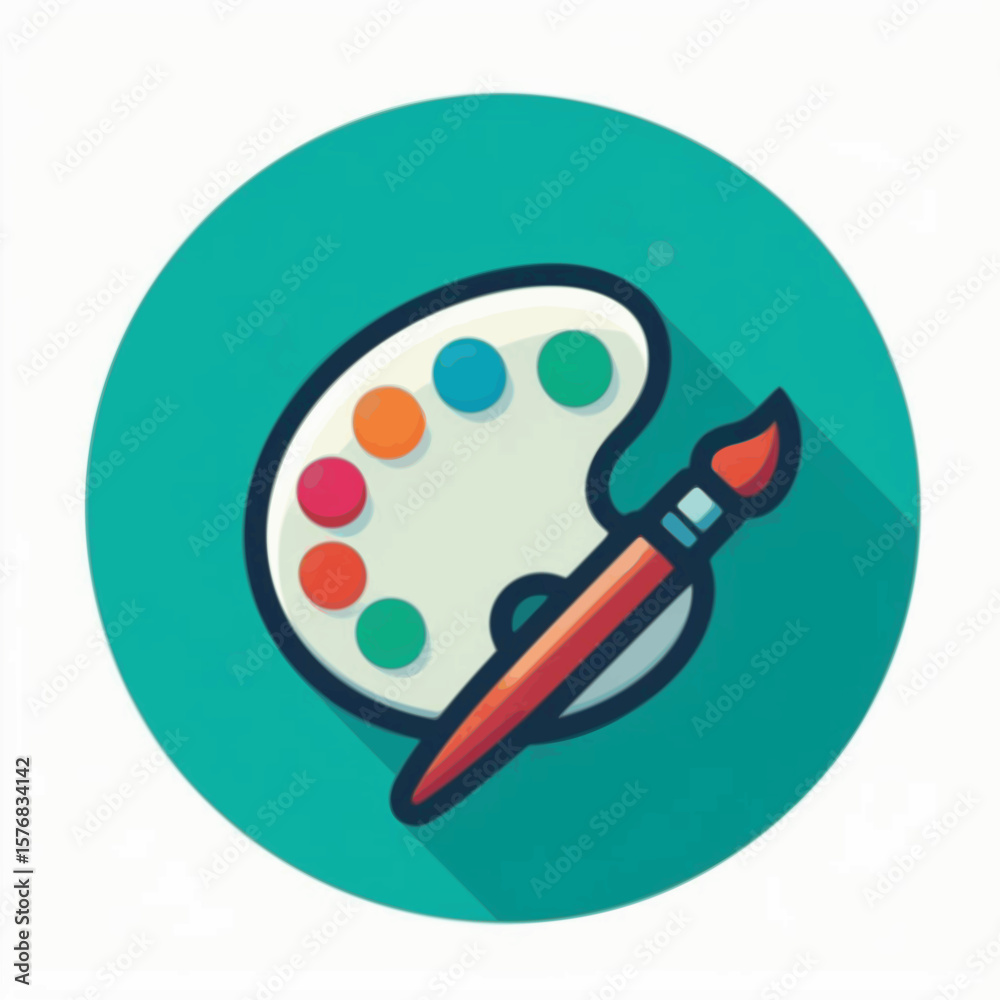 Icon of paint palette and brush (tanpa karakter)

