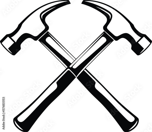 Crossed Hammers Logo: Construction, DIY, and Renovation Vector Design Element