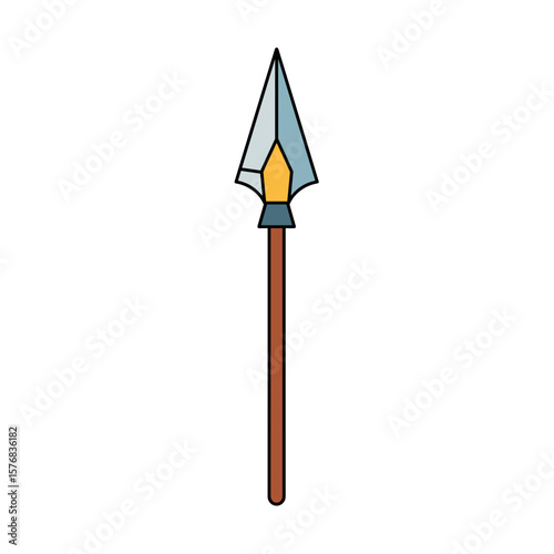 Illustration of a javelin spear with a wooden handle  