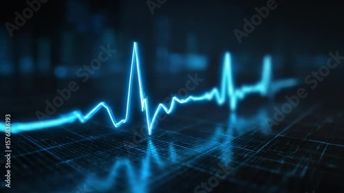 Abstract digital health monitor with fluctuating data lines depicting vital signs in a modern healthcare environment