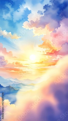 Dreamy sky and mountains