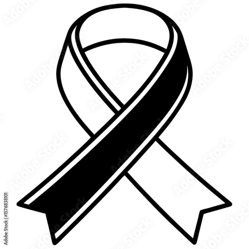 Memorial awareness ribbon in black and white design