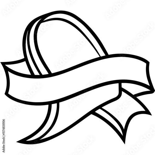 Blank ribbon banner in outlined graphic style