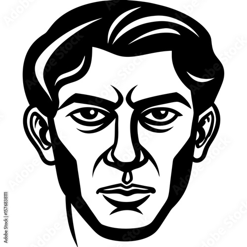 Serious man portrait in black and white graphic style