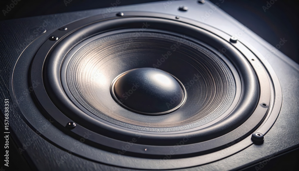Close-Up View of a High-Quality Speaker Cone in Soft Lighting Setup Close-Up View of a High-Quality Speaker Cone in Soft Lighting Setup