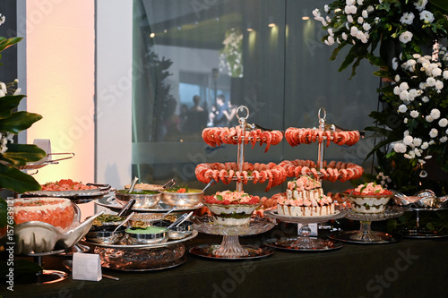 Quadro su tela buffet, seafood buffet, elegant buffet, haute cuisine, event buffet, table food,