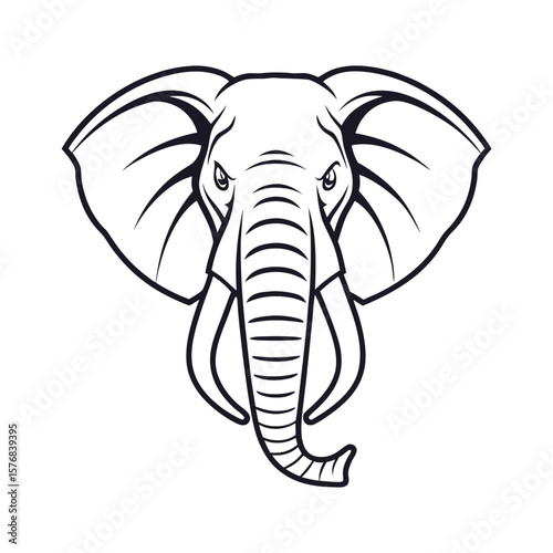 Minimal Line Art Elephant — Circus Style Vector Illustration