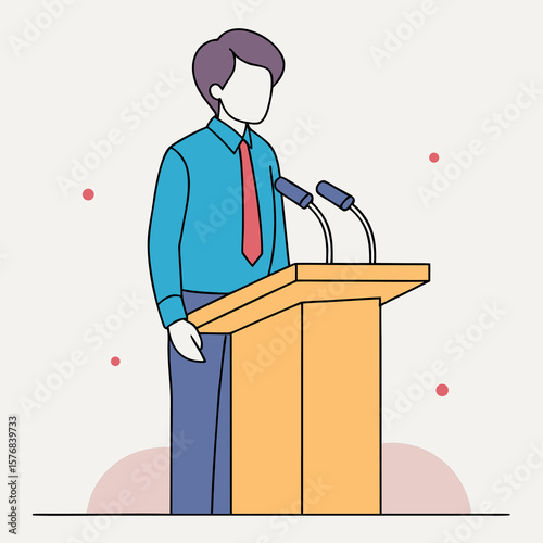 Speaker addressing an audience from a podium with microphones