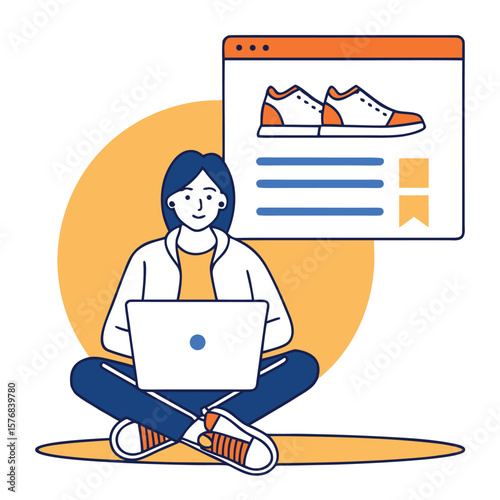 Online Shopping for Athletic Shoes with a Laptop Person Using a Computer