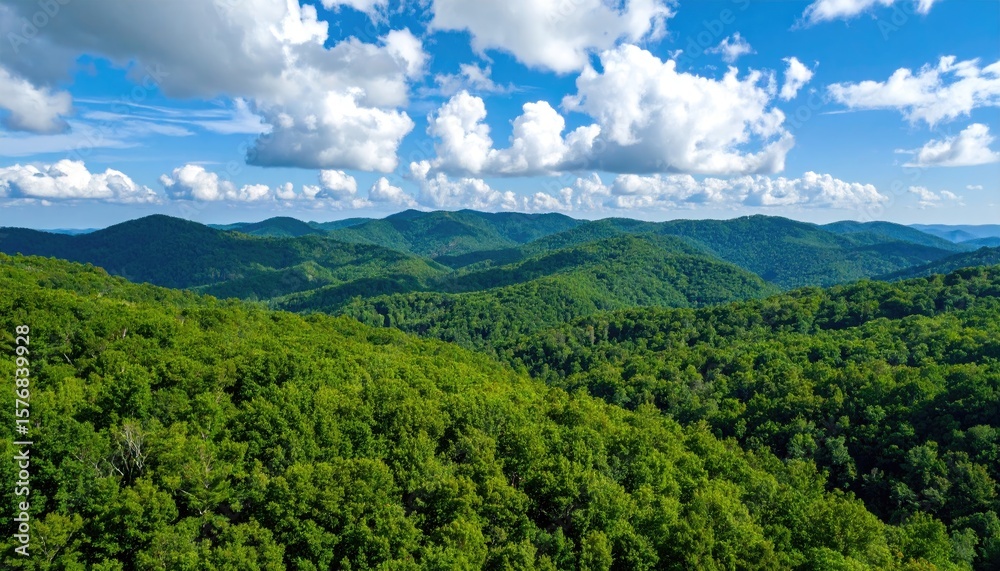 Fototapeta premium Lush mountain range under a vibrant sky